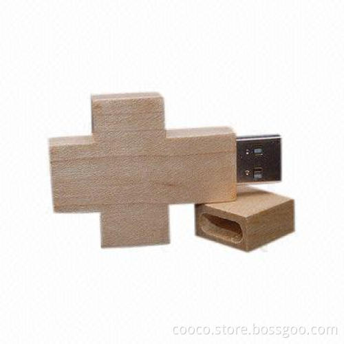 Wooden USB Flash Drive, 10-year Data Retention, 1 to 256GB, USB2.0 Interface